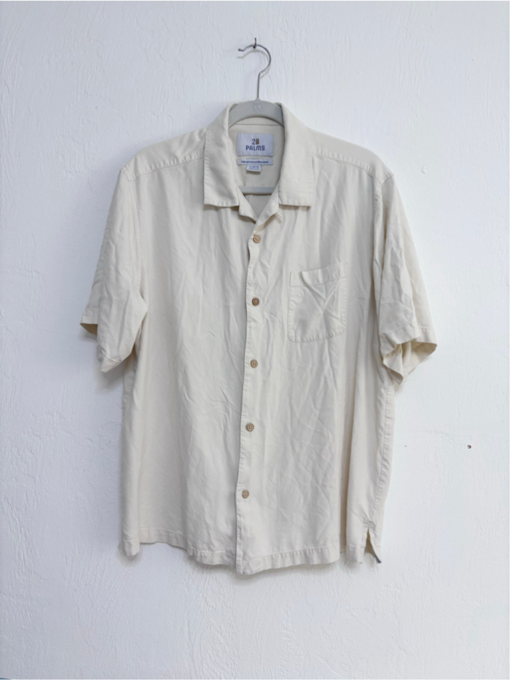 Men's 28 PALMS Casual Button Down Shirt XL Cream Silk